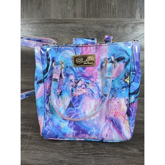 Betsey Johnson Galaxy Patent Marble Swirl Patterned Crossbody Purse Small Bag - Picture 1 of 13